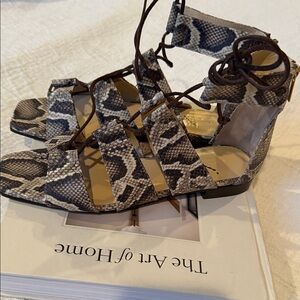 Banana Republic Snake Print Lace-Up Sandals